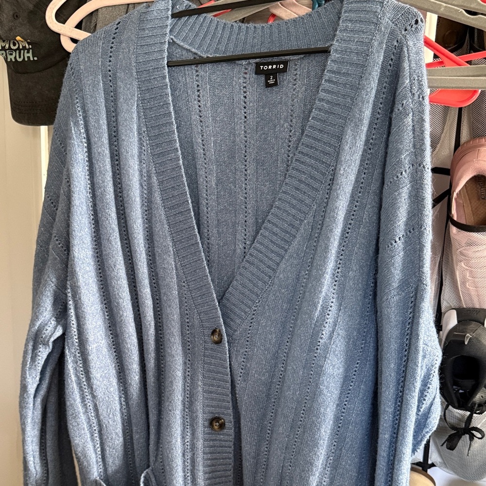 Torrid Light Blue Knit Cardigan